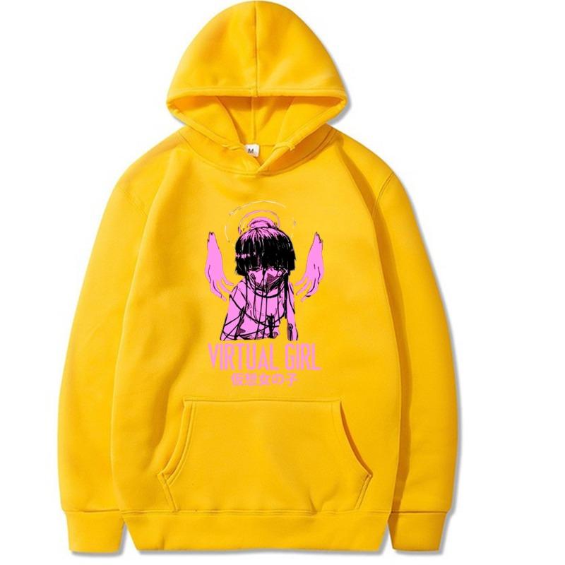 Serial Experiments Lain Bluzy z kapturem Mężczyźni Kobiety Bluzy z kapturem Moda Hip Hop Codzienne Pulowery Bluza jesienna