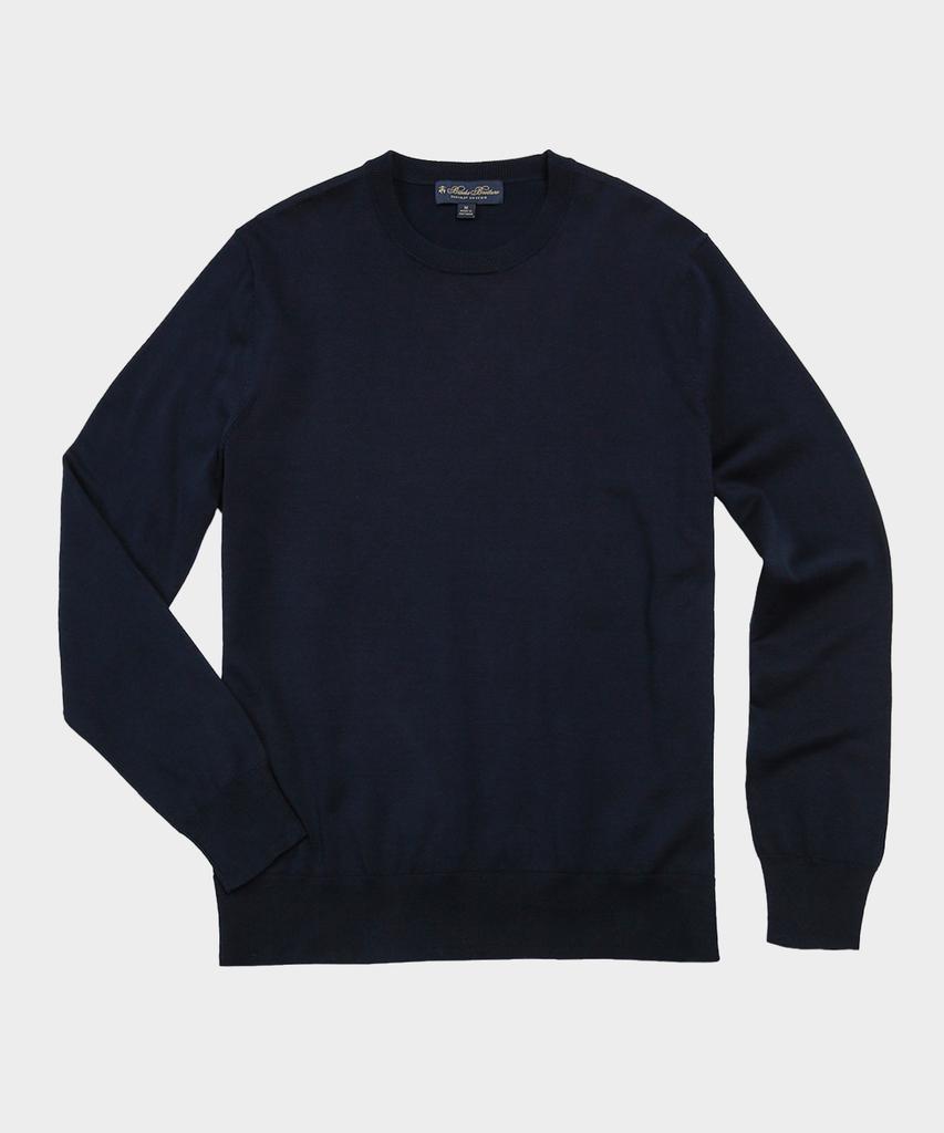 BROOKS BROTHERS Supima Cotton Crew Neck Sweater (Navy) (Bbwrmm7545Qfs)