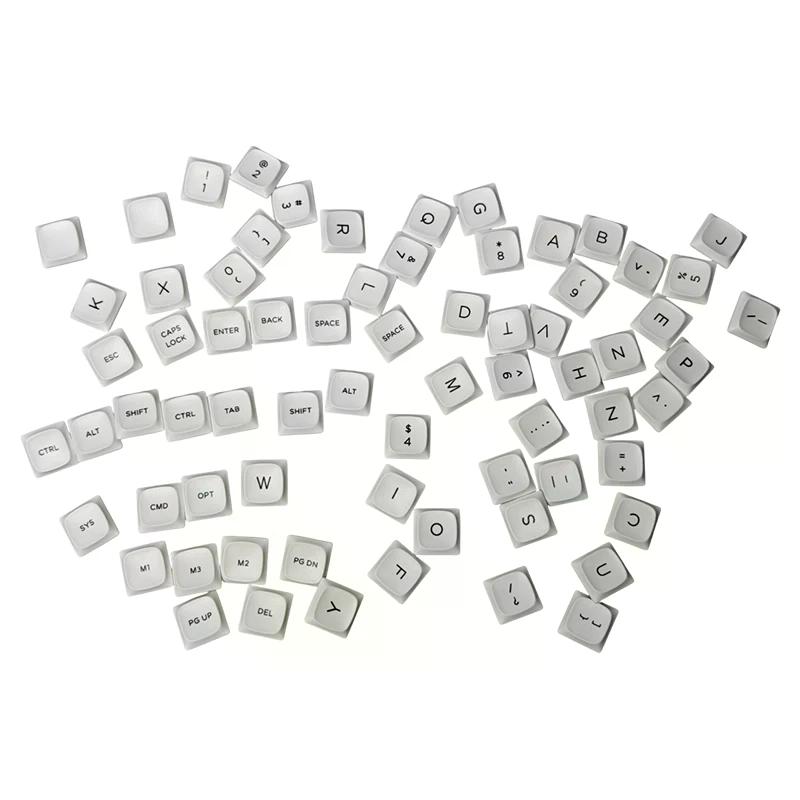 70Key Chocfox CFX Ultra Thin PBT Keycaps, Black White Transparent, Suitable for Kailh Choc V1 Mechanical Keyboard