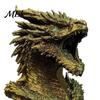 Matte Silver Dragon Figure Head Figurine, 3D Printed Fantasy Statue, Mythical Patina Finish Ornament Animal Sculpture for Home Office Desk Decor, Gift