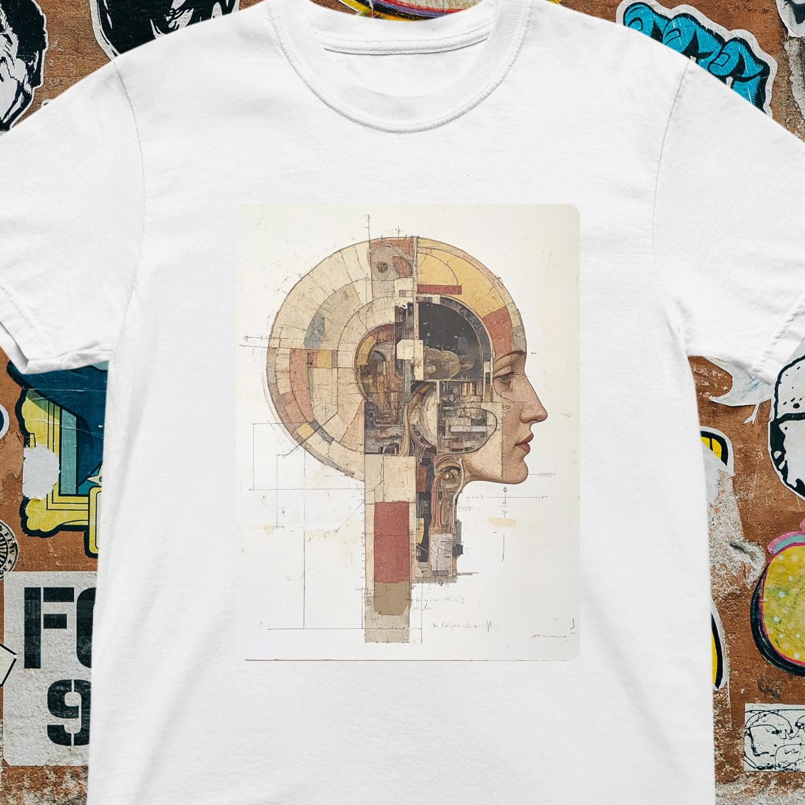 Steampunk Brain T-Shirt – Futuristic Head Design, Abstract 3XL