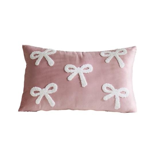 Throw Pillowcase Velvet Soft Decorative Cover Bow Pattern Multiple Sizes Cushion Case Sofa Bedroom Chair