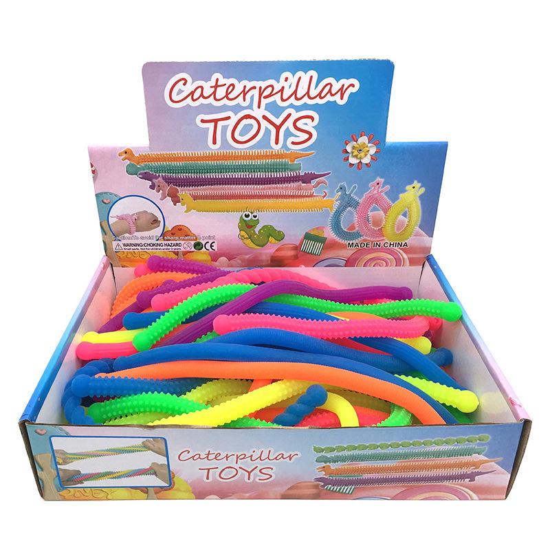 6PCS Large Size Fidget Noodles Textured Sensory Stretchy String ADHD Autism Squeeze Release Anxiety For Kids Stress Relief Toys