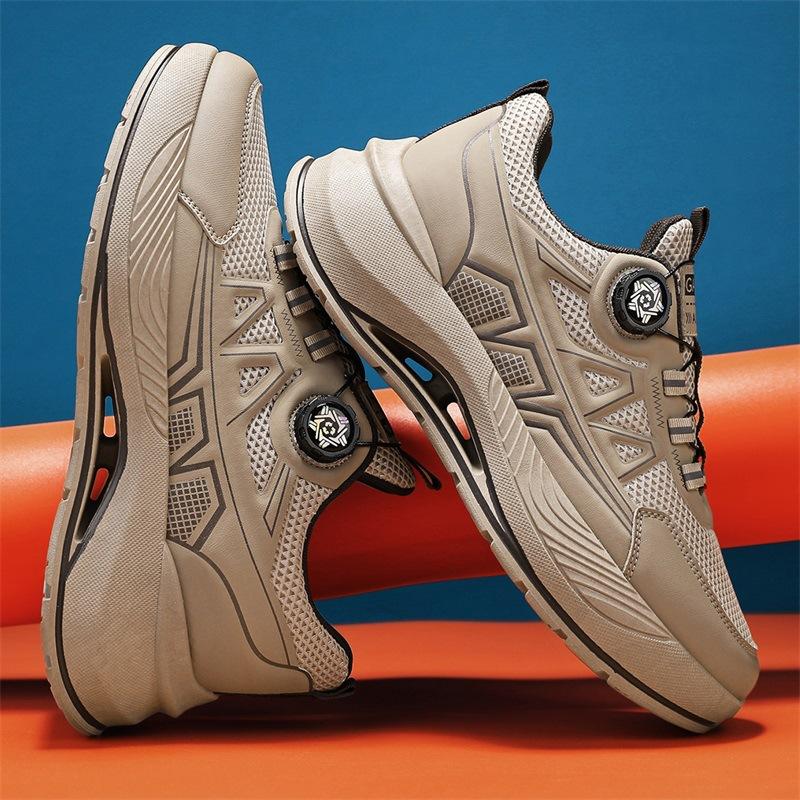 Large Size Men's Shoes 2025 New Summer Rotating Button Mesh Platform Dad Shoes Men's Fashion Trendy Shoes 45