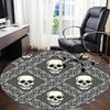 1pc Skull Lace Office Round Area Rug, Indoor Mat Suitable For Office, Under Office Chairs Bedroom Living Room Home Decor, Room Deco