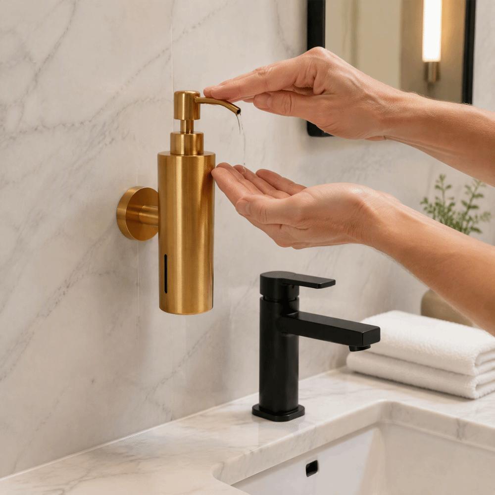 Wall Mounted Hand Soap Container Gold Soap Dispenser Liquid Soap Dispenser Home Kitchen Bathroom
