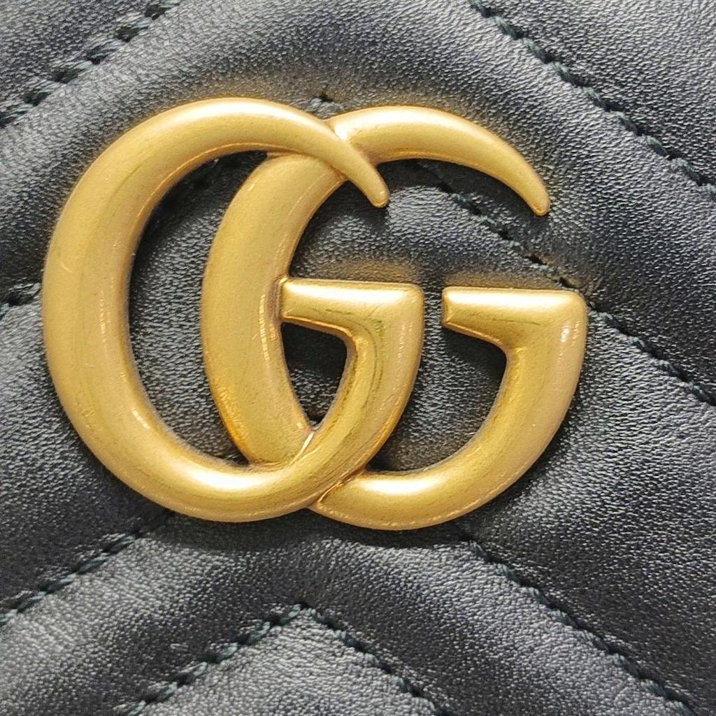 [Pre-Owned] Gucci Quilted Leather GG Marmont Matelassé Belt Bag 38/95 'Black' - Excellent #6JVJ8L