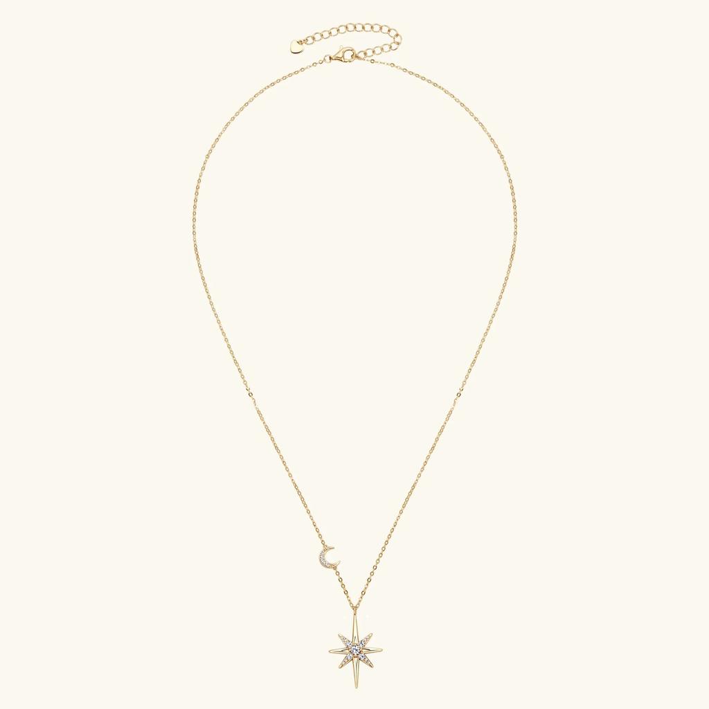 D color 100% 925 Silver Full Moissanite Necklace for Women 18K Gold Plated Star&Moon Pendant Necklace Choker Chain Fine Jewelry Gifts