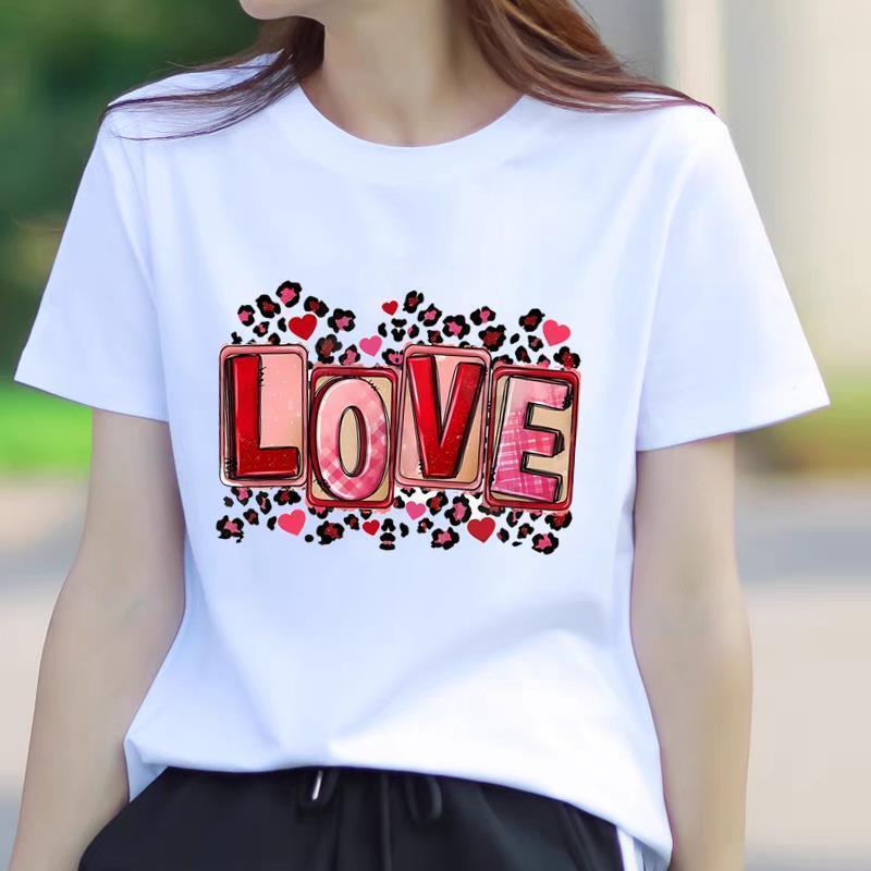 Korean Style Printed Summer T-Shirt: Round Neck, Short Sleeve, Trendy Outerwear for Young Women