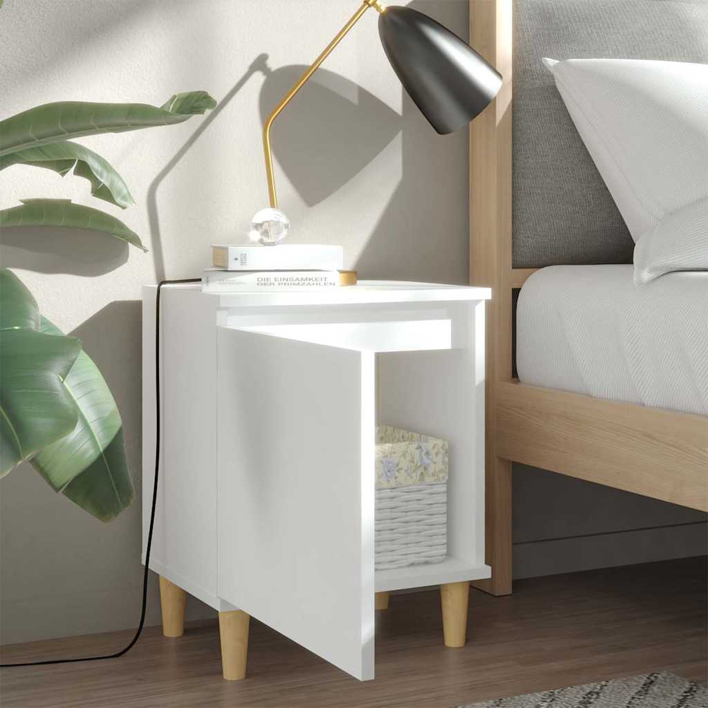 Nightstands with Solid Wood Legs 2 pcs White 40x30x50 cm