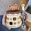 Ceramic Cup Souvenir Mug with Lid Spoon Creative Cute High Value Couple Coffee Water Cup