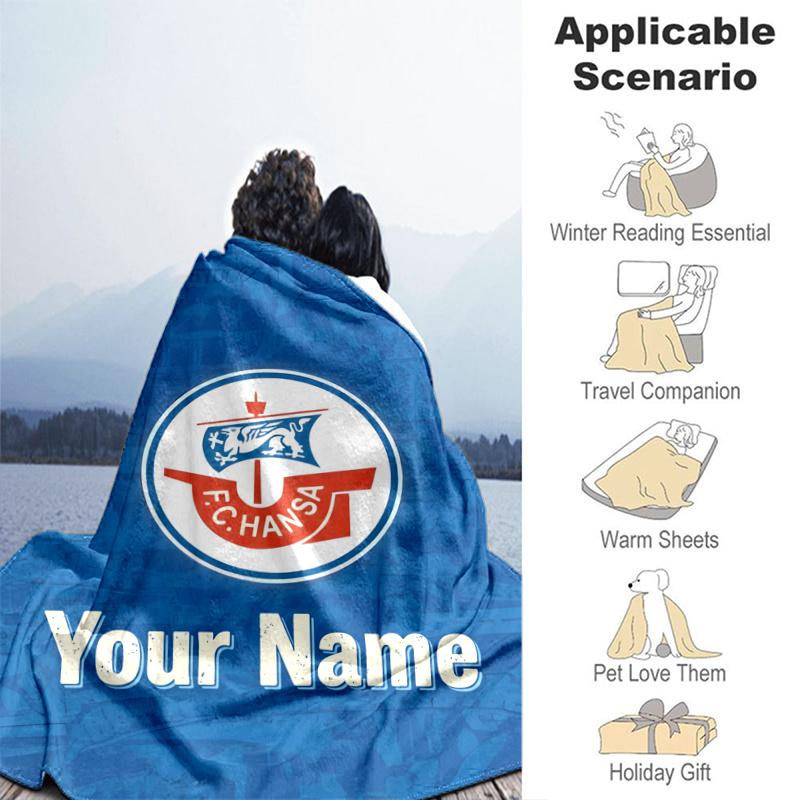 Custom Personalized Blanket Hansa Rostock Football Soft Throw Blanket, Suitable for Family and Friends, Sofa Blanket,Home Decor Christmas gift