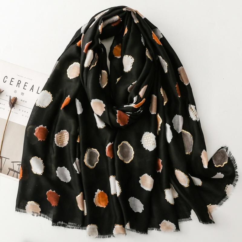 Winter Lurex Glitter Circle Dot Fringe Viscose Soft Scarf Cotton Shawls Women Perfect For Travel Casual Muslim Hijab 180*90Cm