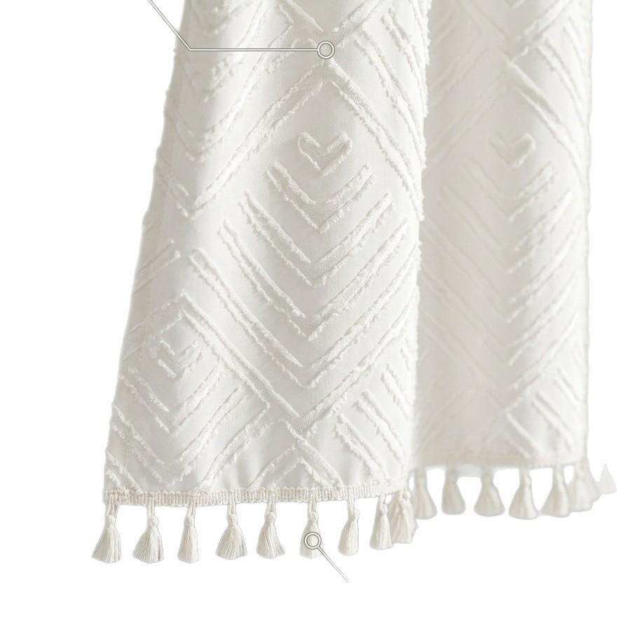 Waterproof Solid Color Cutout Shower Curtain for Bathroom
