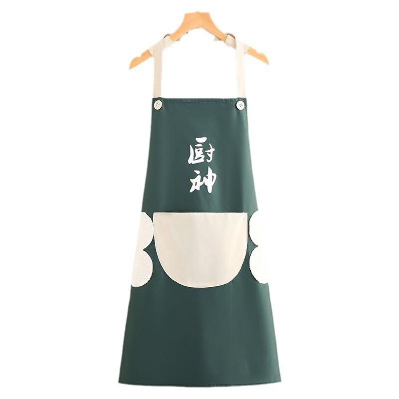 Chinese Chef Foodie Character Print Apron Oil Resistant Stain Proof Big Pocket