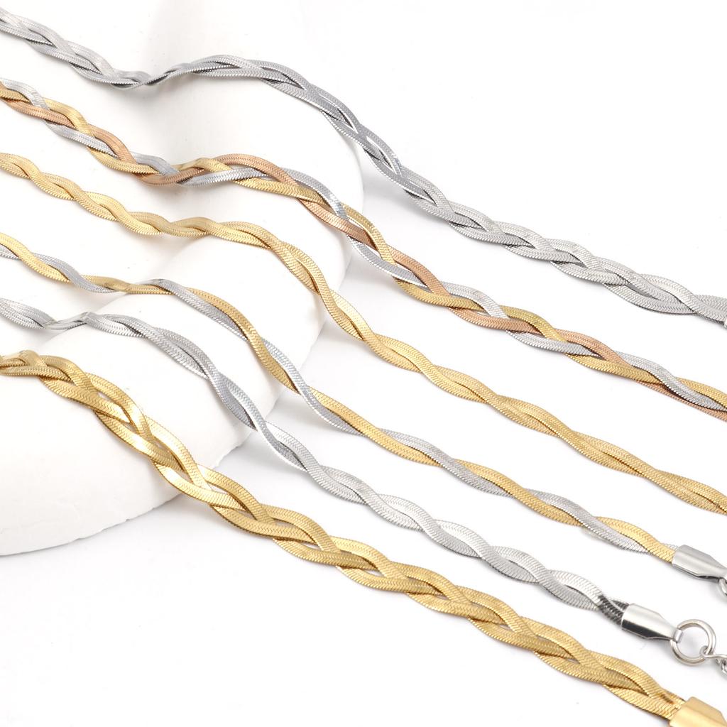 New Fashion 3in1 Crossover Snake Chain Bracelet 304 Stainless Steel Twist Bracelet For Women Men Punk Jewelry Gift