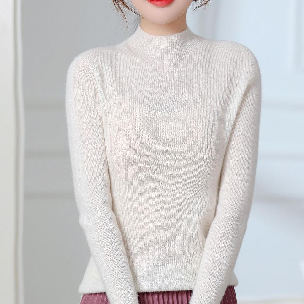 

Женский свитер из 100% кашемира, джемпер с полувысоким воротом, повседневный осенне-зимний трикотаж с длинным рукавом 2XL