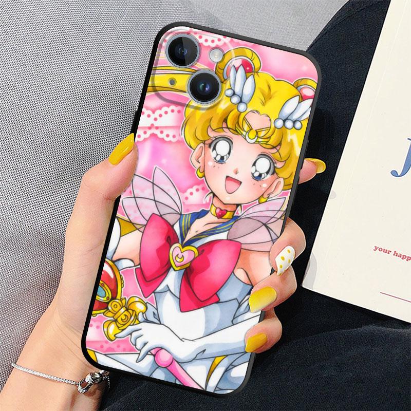 Black Soft Case for Apple iPhone 6s 11 8 XS X 13 Pro Max XR 7 12 Mini 14 Plus SE 14Pro Back Cases Sailor Cartoon M-Moons Cover