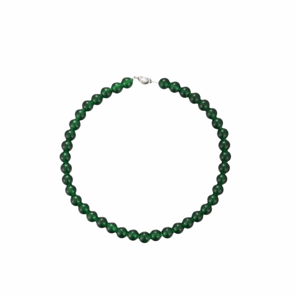 Glas Grüne Perlen Halskette 4 6 8 10mm Schlüsselbein Kette Neue Choker Halskette Damen