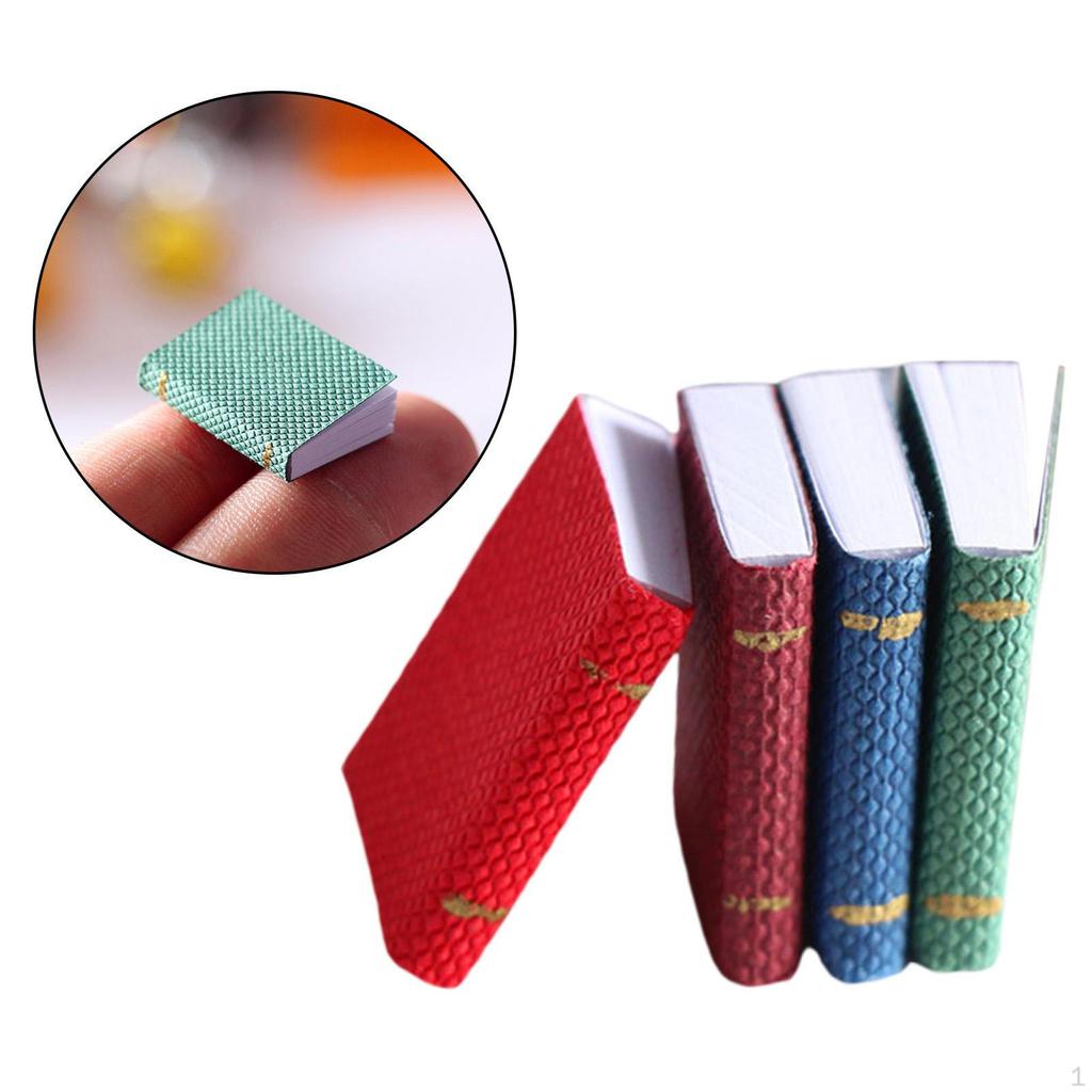 4/set 1:12 Dollhouse Miniature Assorted Opening Books for Reading Study Bookshelf Library Creative