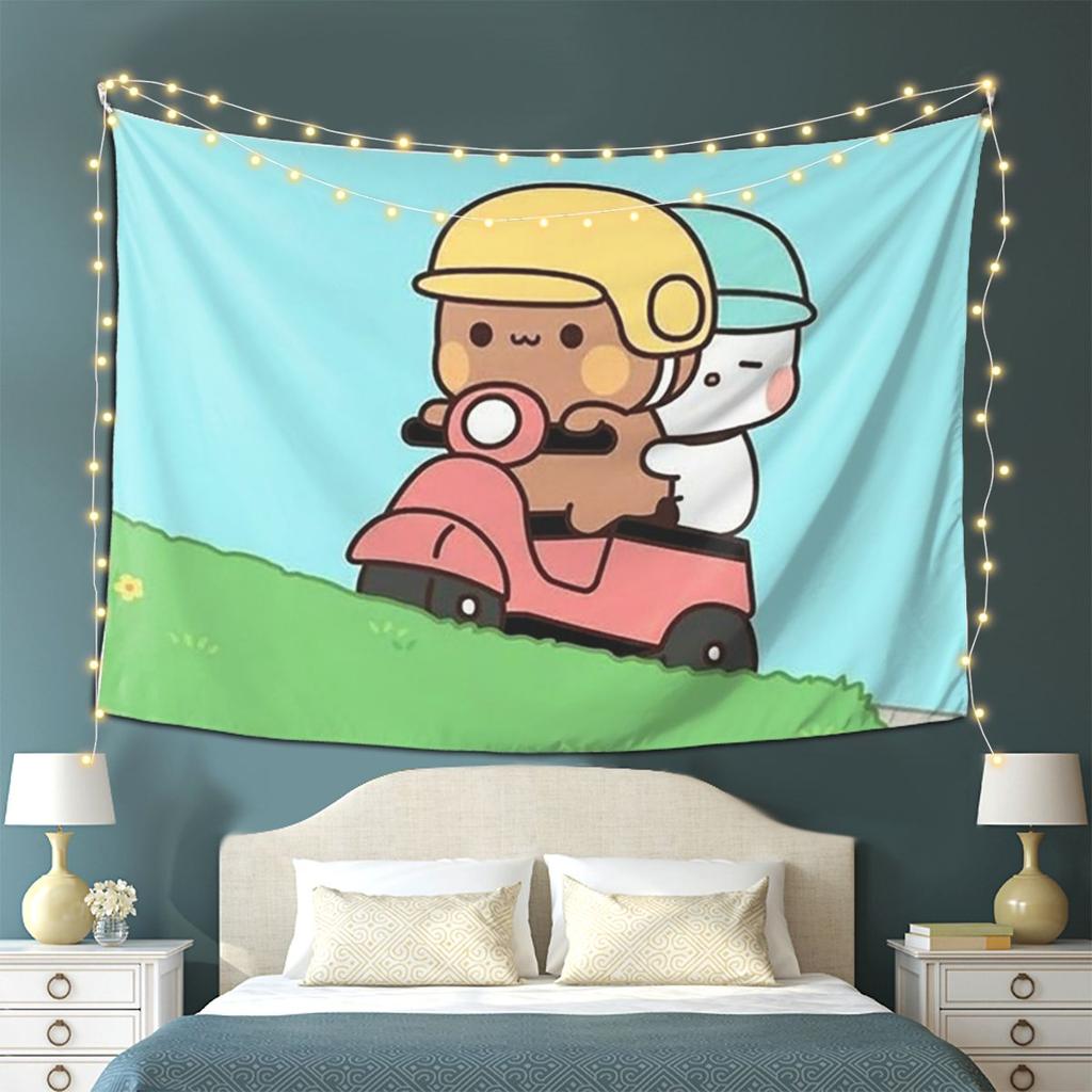 Peach And Goma Bubu Dudu Balloon Tapestry Wall Hanging Aesthetic Home Decoration Tapestries for Living Room Bedroom