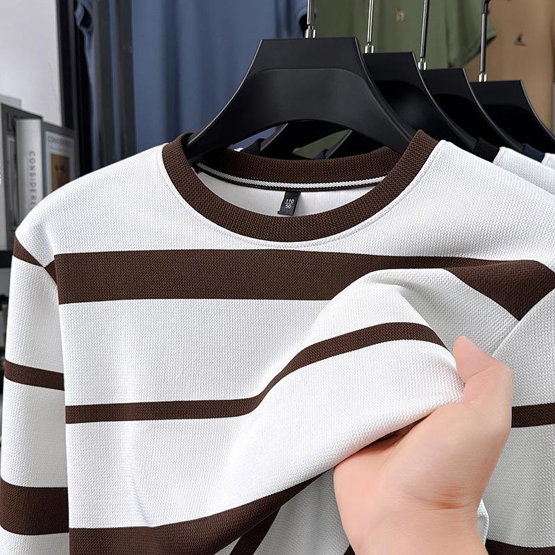 Korean Style Color Block Striped Loose Long Sleeve Top for Autumn/Spring