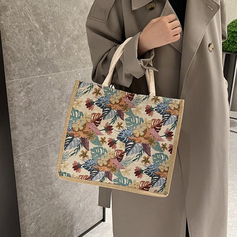 2025 New Linen Tote Bag Tote Bag Going Out Shopping Bag Canvas Large Capacity Women's Bag