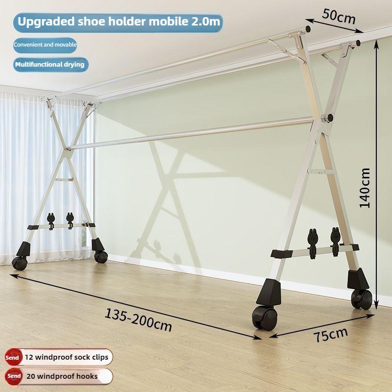 Household Foldable Clothes Hanger Rack Balcony 5 Pole Extendable Clothes Drying Tool Stainless Steel Clothes Drying Rack