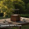 Rustic Wood Storage Box with Rattan Lid | Raised Feet for Elevated Profile,