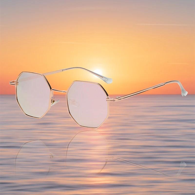 Moda Retro Güneş Gözlüğü Klasik Metal Çokgen Güneş Gözlüğü Güneş Gözlüğü Sekizgen Gözlükler