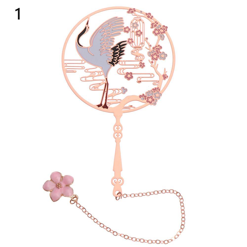Chinese Style Calligraphy Painting Bookmark Group Fan Book Clip Pagination Mark Metal Tassel Stationery School Office Supplies