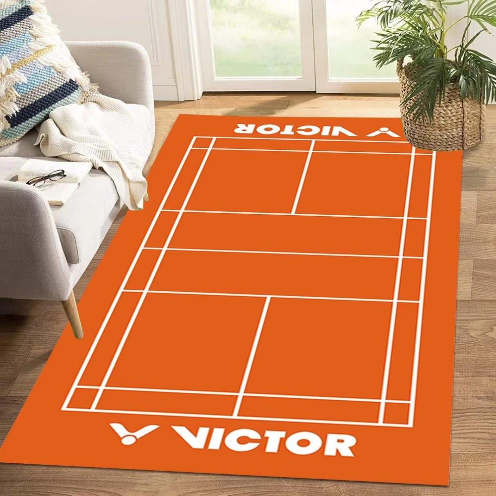 Bunter Badminton-Themenbereich Teppich Rutschfeste Bodenmatte für Wohnzimmer Schlafzimmer Sportliebhaber Dekor Lustiger Lässiger Wohnakzent