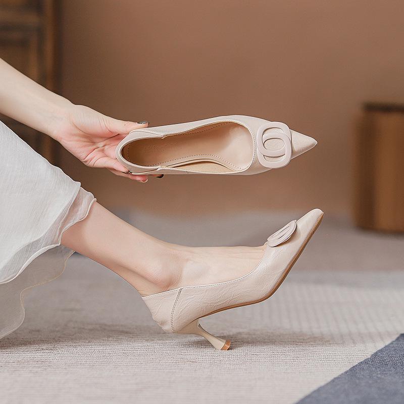 

1012-3 Женские туфли на высоком каблуке: Стиль знаменитости, Удобные стилетто из мягкой кожи, Идеально подходят к юбкам, Легкий и зрелый образ Size 36 абрикосовый