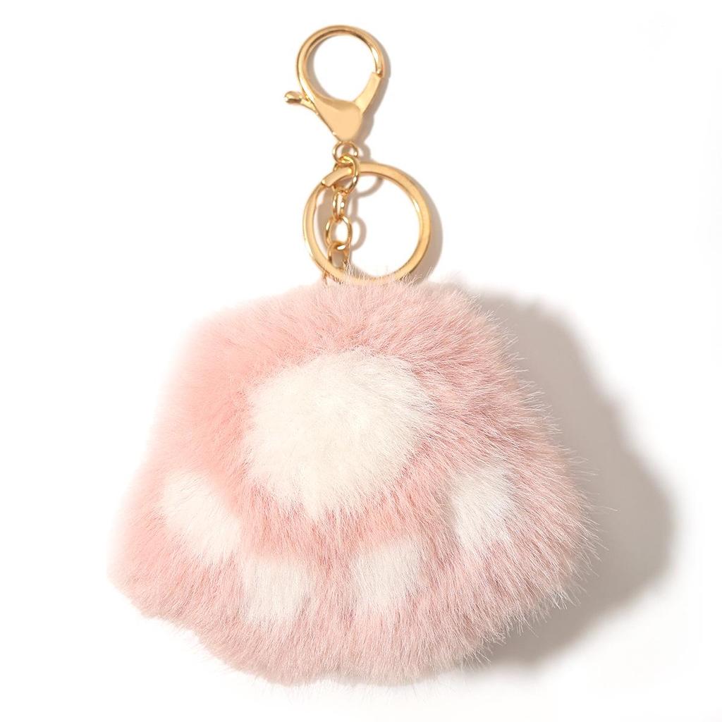 Duoling Mink Fur Kitten Paws Keychain: Cute Plush Handbag & Car Decoration, Small Gift