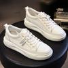 Women Sneakers Big Size 41 Casual Breathable  New High Quality Leather Beige White Female Platform Vulcanized Women Shoes