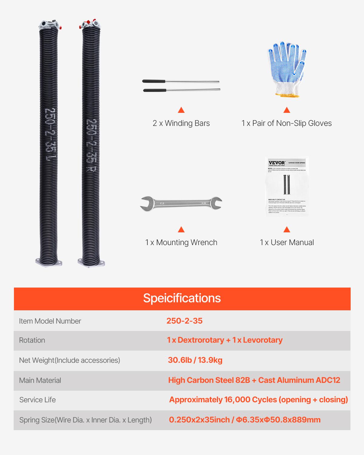 

SucceBuy Garage Door Torsion Springs Pair Cycles Electrophoresis Black Coated for Replacement Garage Door Springs