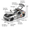 1:24 SLR GTR F1 Sports Car Model Toy Alloy Diecast Shock Absorption Supercar Sound Light Doors Opened Models Kids Christmas Toys