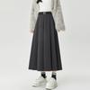 Autumn/Winter 2025 High-Waist Pleated A-Line Skirt - Slimming Woolen Mid-Length for Women