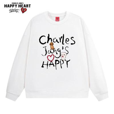 Unisex Charles Heart Print Round Neck Sweatshirt