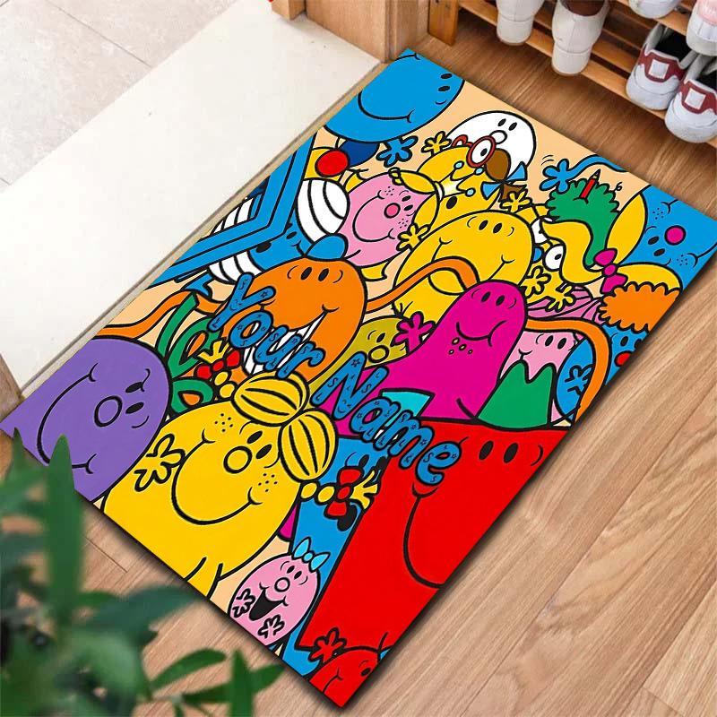 Mr Men Adventure Custom Name Carpet Rug For Living Room Bedroom Home Sofa Decoration Kids Play Nonslip Floor Mat