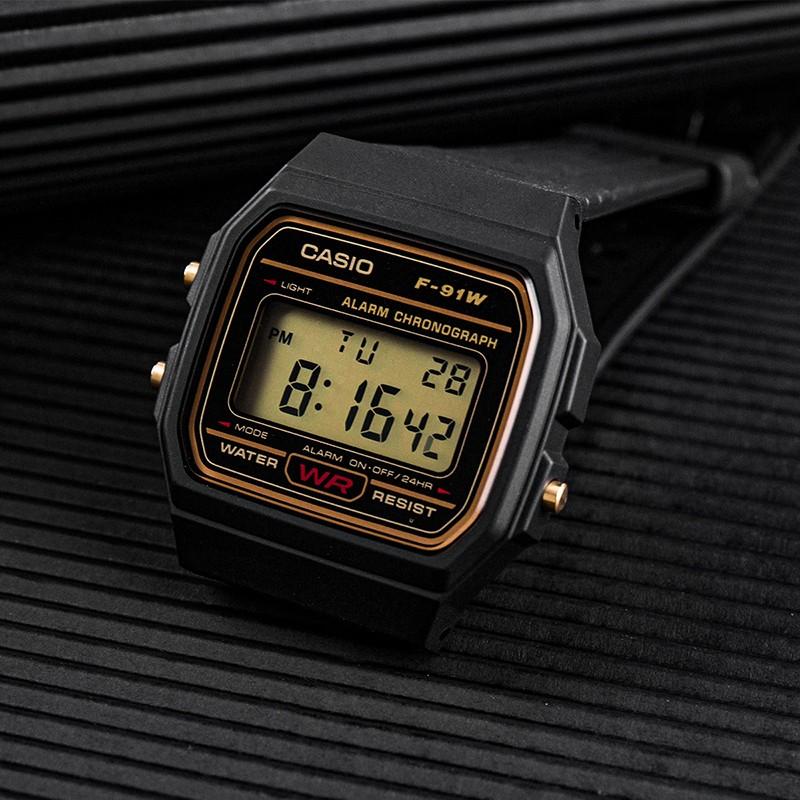 Casio VINTAGE series-square, small square, classic retro waterproof, quartz movement, resin strap, Japanese and Korean watch, female watch, F-91WG-9