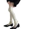 Women Japanese Ribbed Knitted Leggings Gaiters with Slit Buttons Harajuku Aesthetic Thigh High Leg Warmer Footless Socks