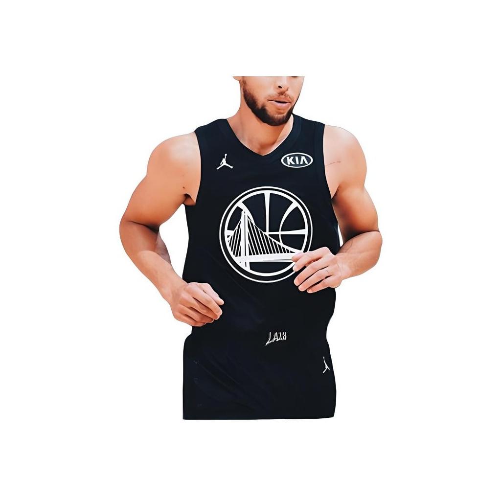 Jordan X NBA Stephen Curry Warriors #30 Logo Print Athletic Sweat-Wicking Tank Top Men Tops Black 928873-011