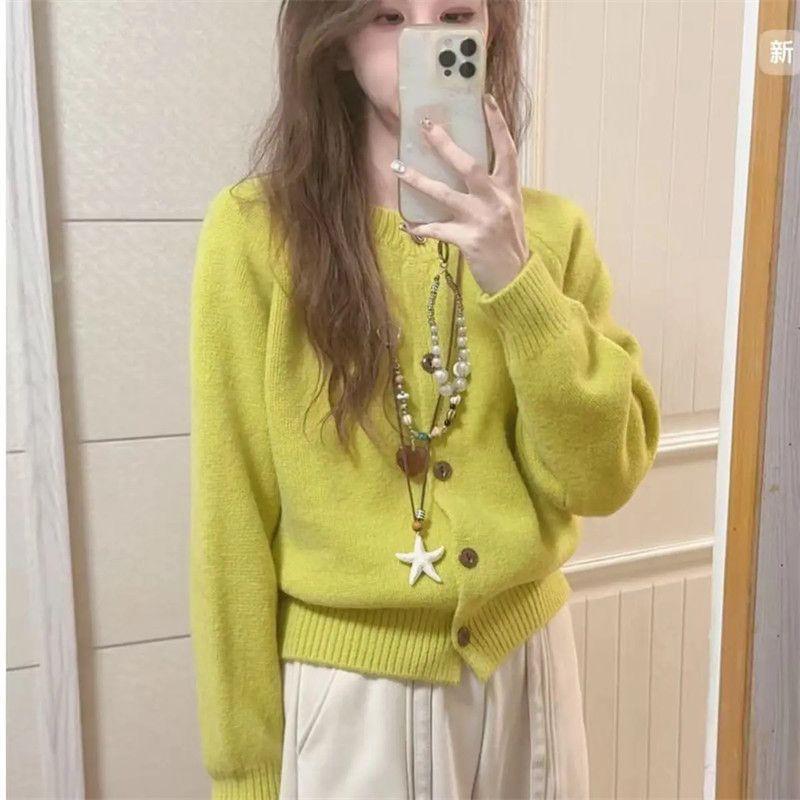 2026 Early Fall Plus Size Knit Cardigan Curvy Women Pumpkin Orange Casual Office Wear