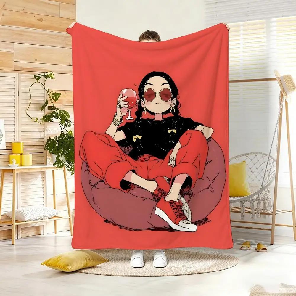 Art F-Flat Illustration Throw Lightweight Flannel Blanket Soft Skin-friendly for Summer Cooling