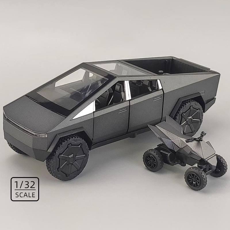 1/32 Tesla Cybertruck Zabawka Stop Off Road Diecast Metal Model Dźwięk i światło Pull Back Zabawka Prezent dla przyjaciół Dekoracyjne modne ozdoby