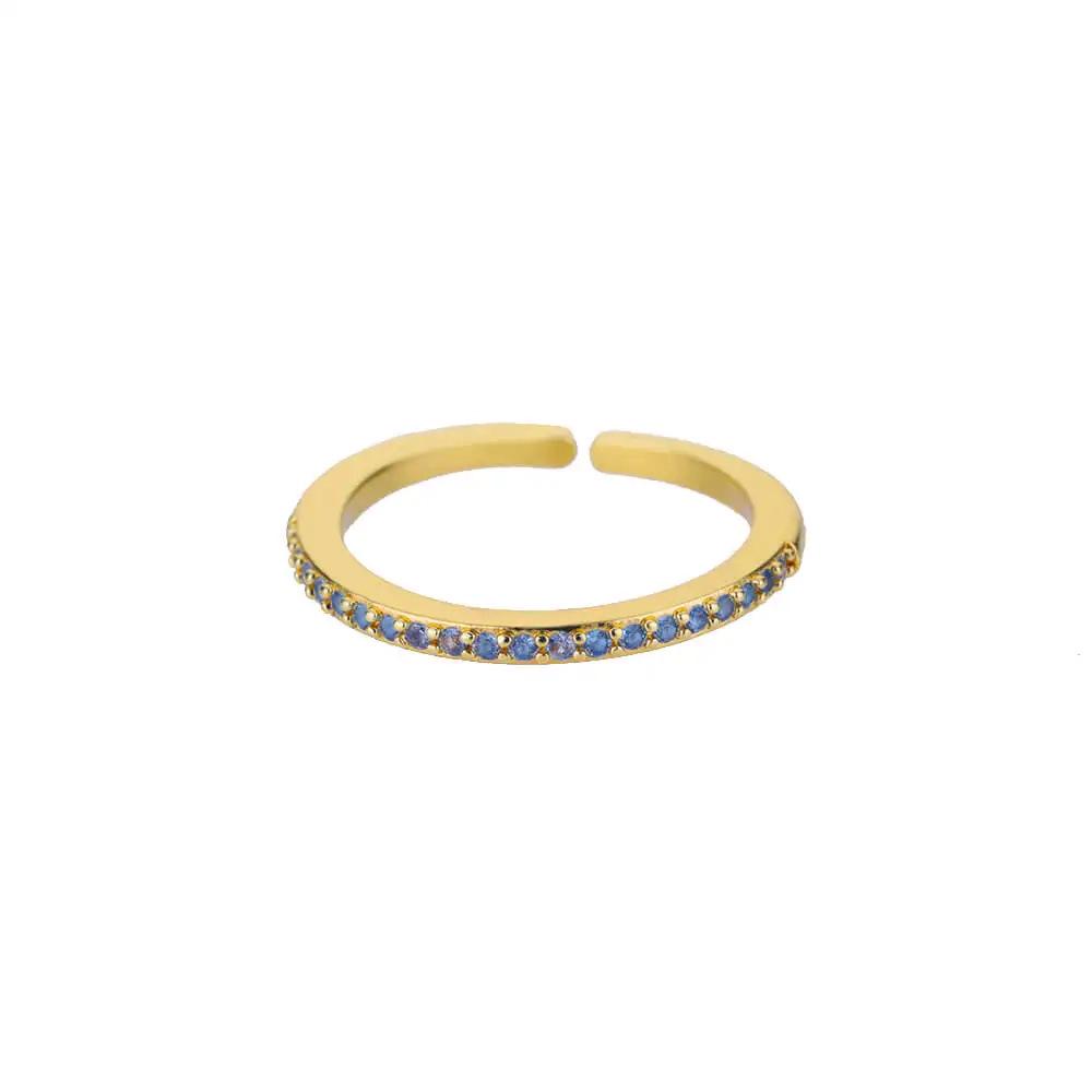 Geometric Colorful Zircon Gold Ring for Women