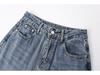 High Waist Wide Leg Jeans with Contrast Leather Patches & Floral Embroidery for Women