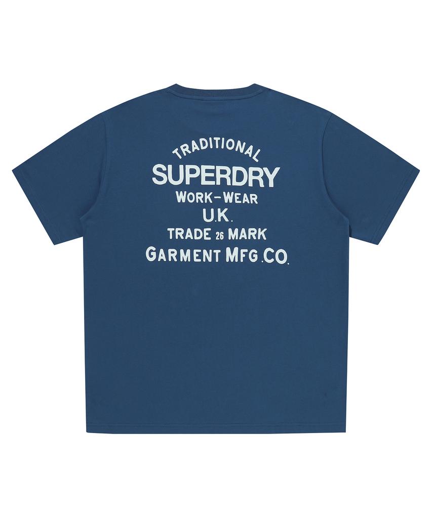 Syupeodeulai Work Label Graphic Short Sleeve T-Shirt Dark Blue Sduiscq71Dbl