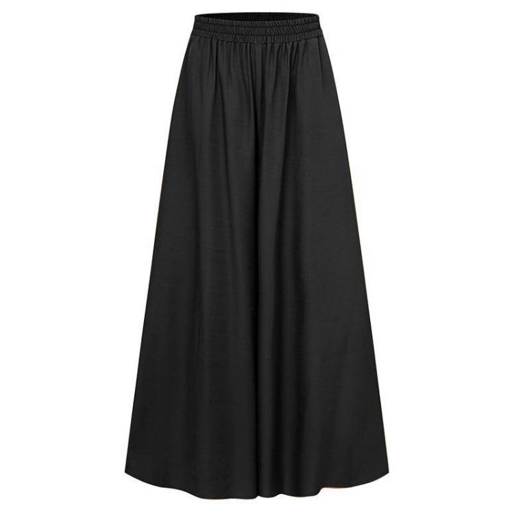 Ladies Fashion Wide Leg Pants Plus Size Women Solid Color Full Length Trousers Spring Autumn Band